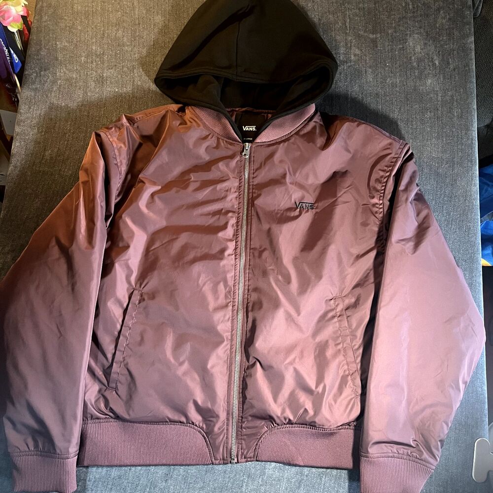 Vans Ashley Women’s Hooded Bomber Jacket Burgundy Size XL  (VN000BN7ALI)